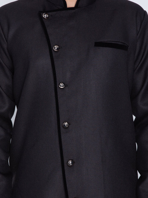Vastramay Cotton Blend Black Baap Beta Sherwani Set